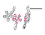 3/4 Carat (ctw) Pink Tourmaline Flower Earrings in 14K White Gold with Diamonds